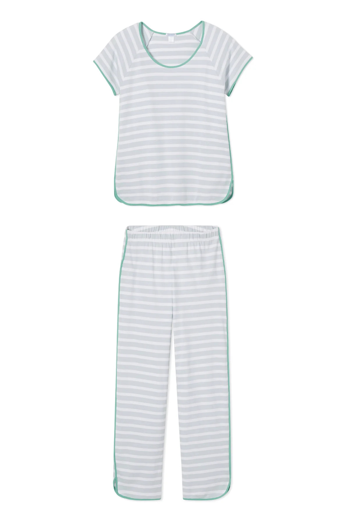 Pima Short-Long Set in Coral Stripe | LAKE Pajamas
