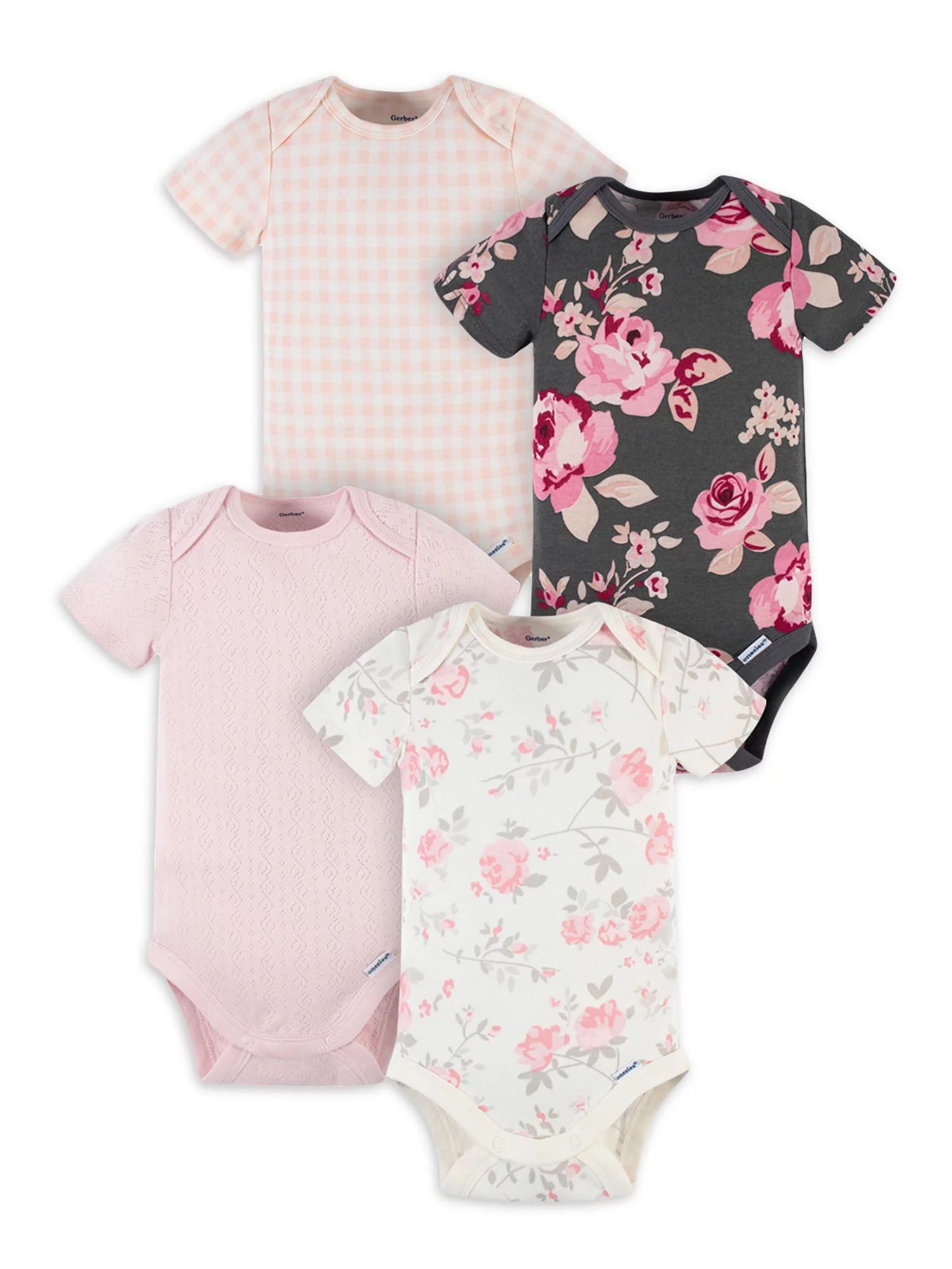 Modern Moments by Gerber Baby Girl Bodysuits, 4-Pack (Newborn-12 Months) - Walmart.com | Walmart (US)