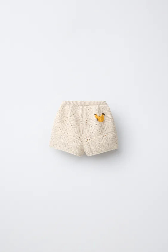 CROCHET KNIT BANANA SHORTS | Zara Canada