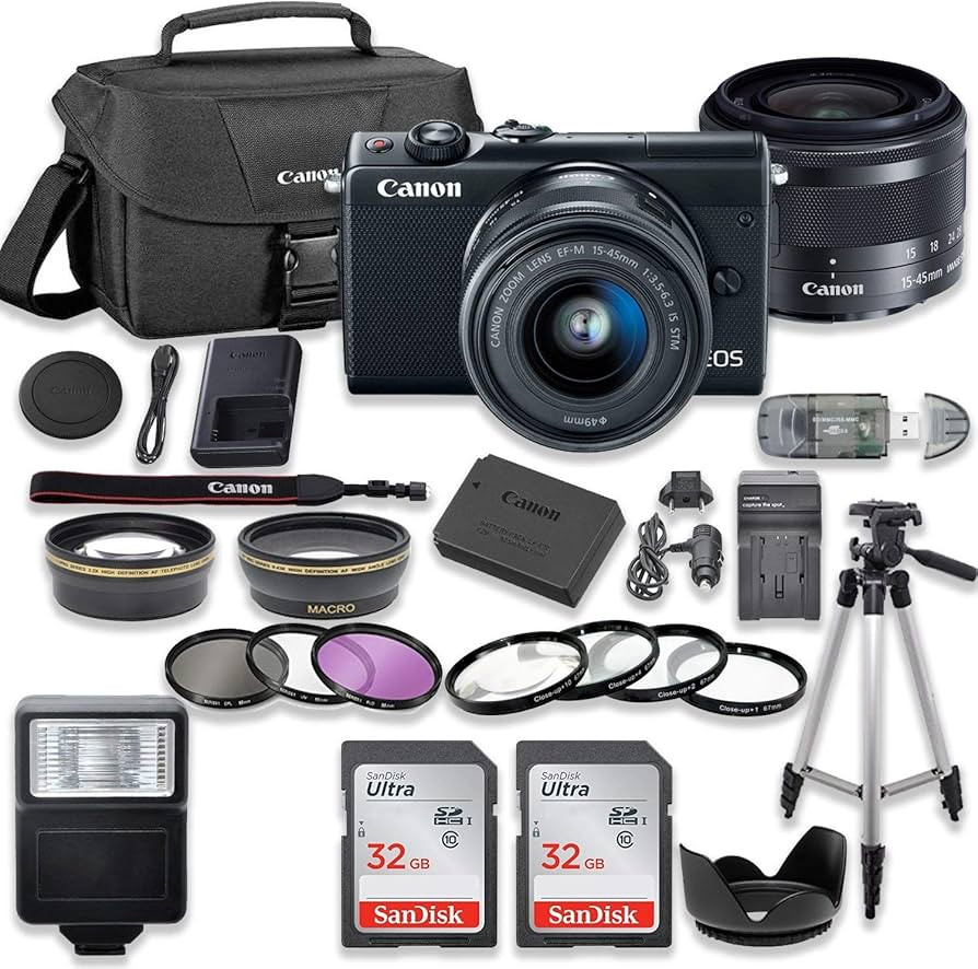 Canon EOS M100 Mirrorless Digital Camera (Black) Bundle with Canon EF-M 15-45mm f/3.5-6.3 is STM ... | Amazon (US)