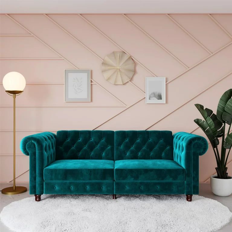 Ember Interiors Tamara Coil Sofa Bed, Green Velvet | Walmart (US)