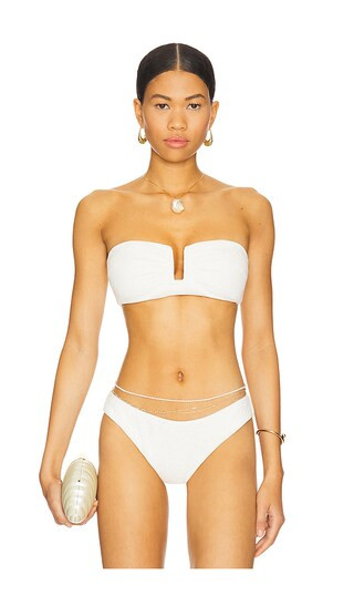 Sandra Bandeau Bikini Top in White | Revolve Clothing (Global)