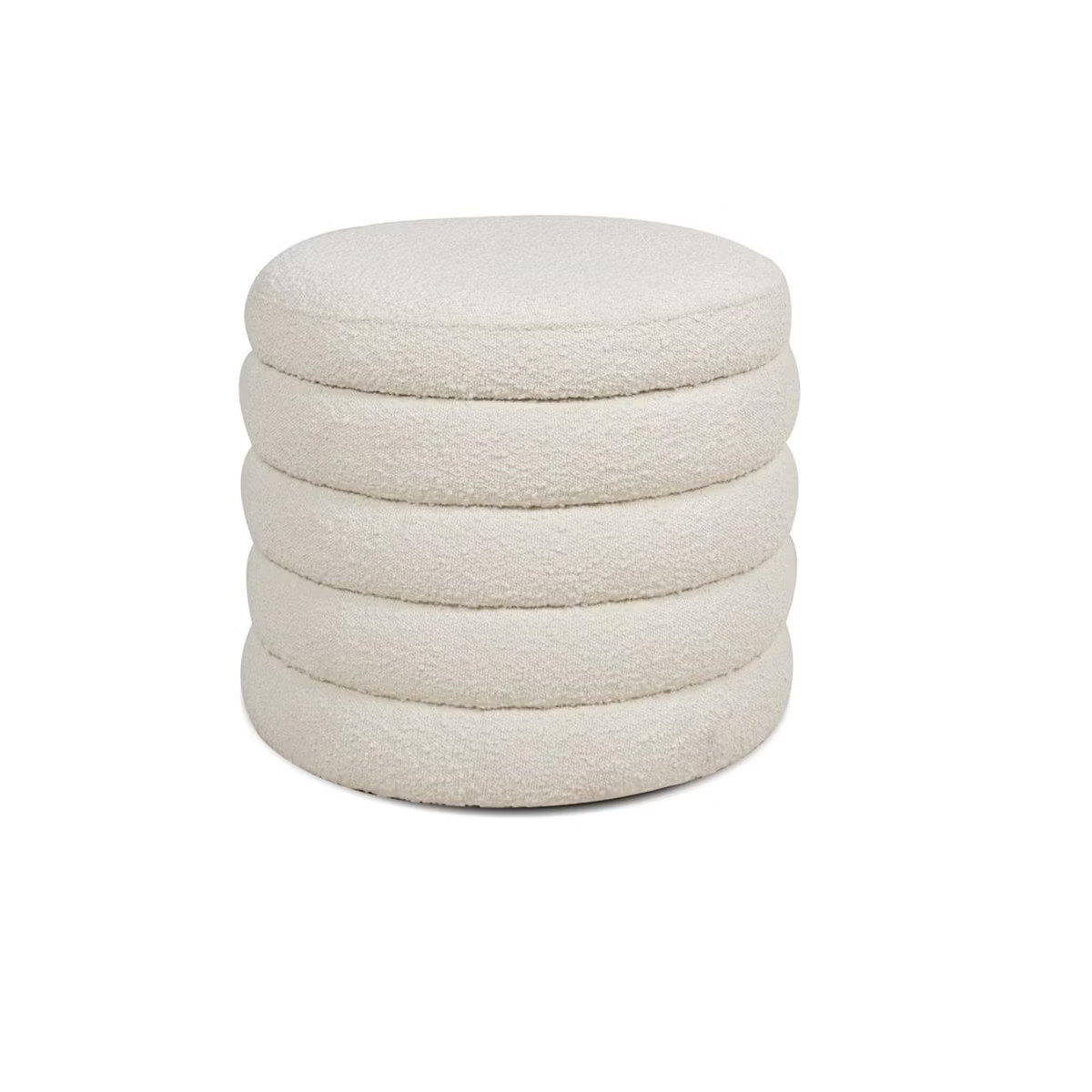 Jennifer Taylor Home Fuji 19 inch Oversized Round Storage Ottoman, Ivory White Boucle | Target