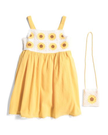 Girls Crochet Bodice Dress And Purse | TJ Maxx