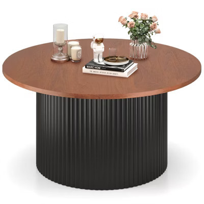 Costway Round Coffee Table 32" Tea Table with Solid Wood Frame Home Accent Cocktail Table | Target