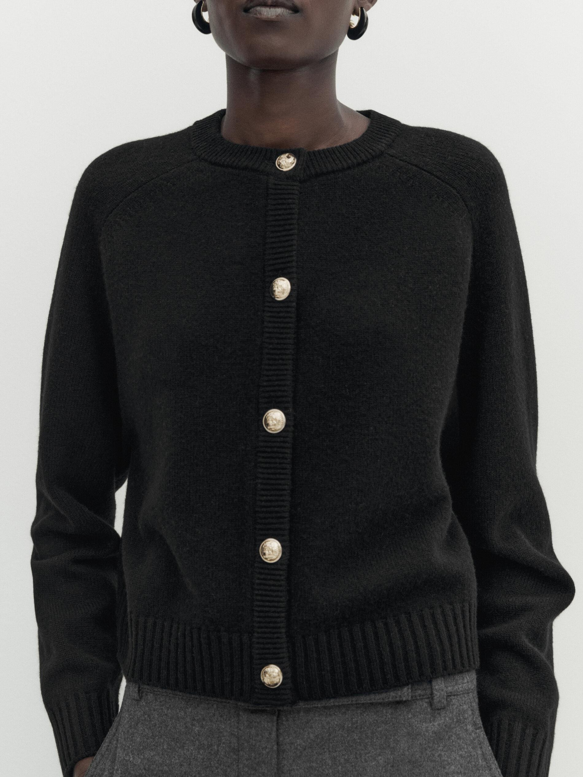 Knit cardigan made of 100% wool with buttons - Massimo Dutti United Kingdom | Massimo Dutti UK