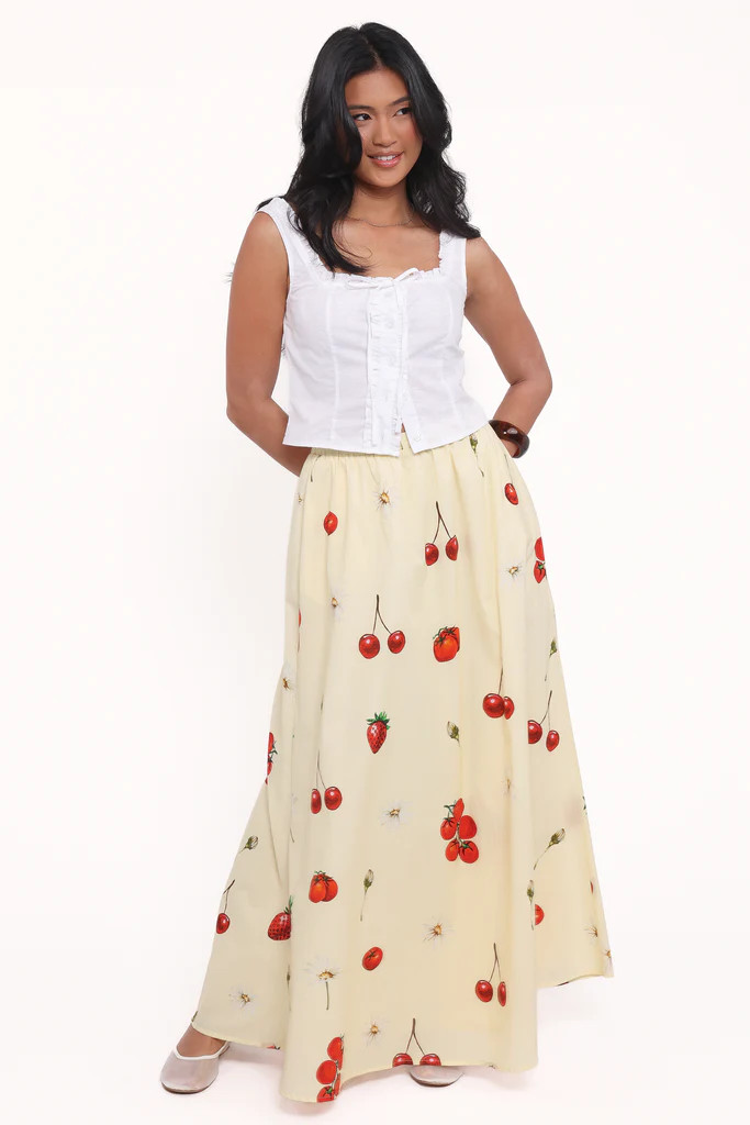 Remira Midi Skirt - Yellow Cherry | Petal & Pup (US)