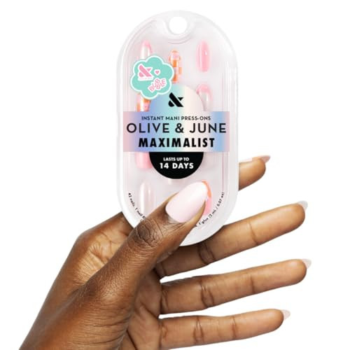 Olive & June Maximalist Instant Mani Press-On Nails (Glue) | 42 Fake Nails, 21 Sizes | Non-Toxic, Long-Lasting Big, Bold Gorgeous Realistic Look | Medium, Almond | Chrome Flower Mixed Pack | Amazon (US)