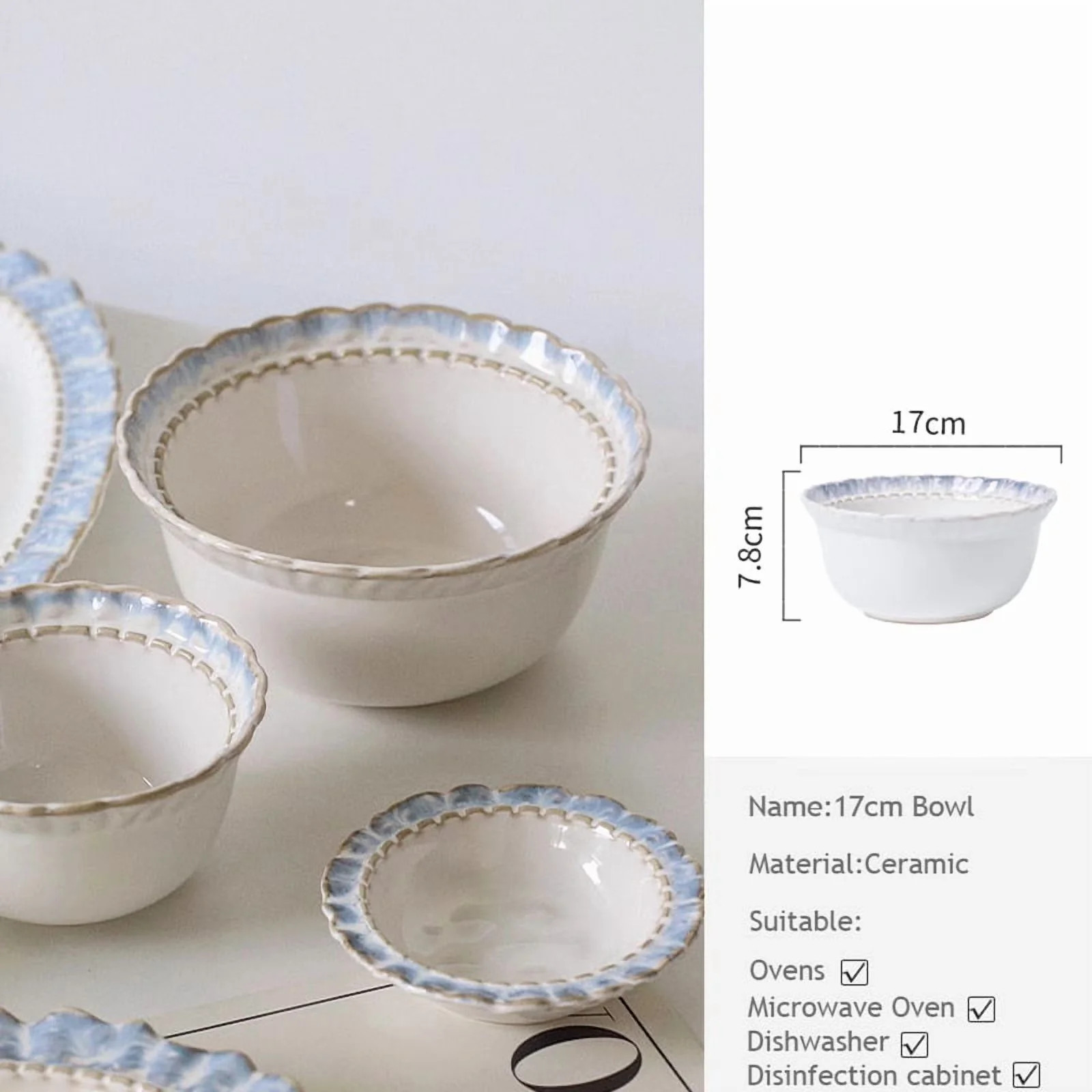 Ceramic Lace Staple Plate, Simple Blue Breakfast Mug, Underglaze Coffee Mug, Home Tableware Set F... | Walmart (US)