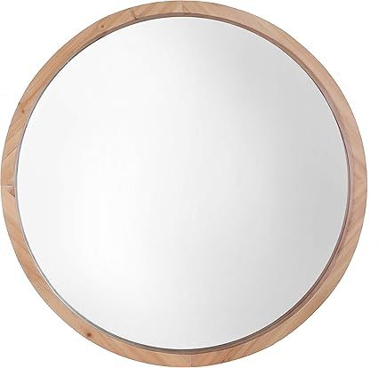 Mirrorize Decorative Modern Wood Frame Round Mirror, 30" Diameter, Natural Brown, IMP8437 | Amazon (US)