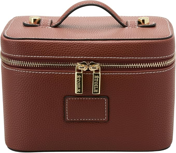 ETOILE - Mini Vanity Case Ginger Brown - Stylish Travel Makeup Bag Organizer With Removable Divid... | Amazon (US)