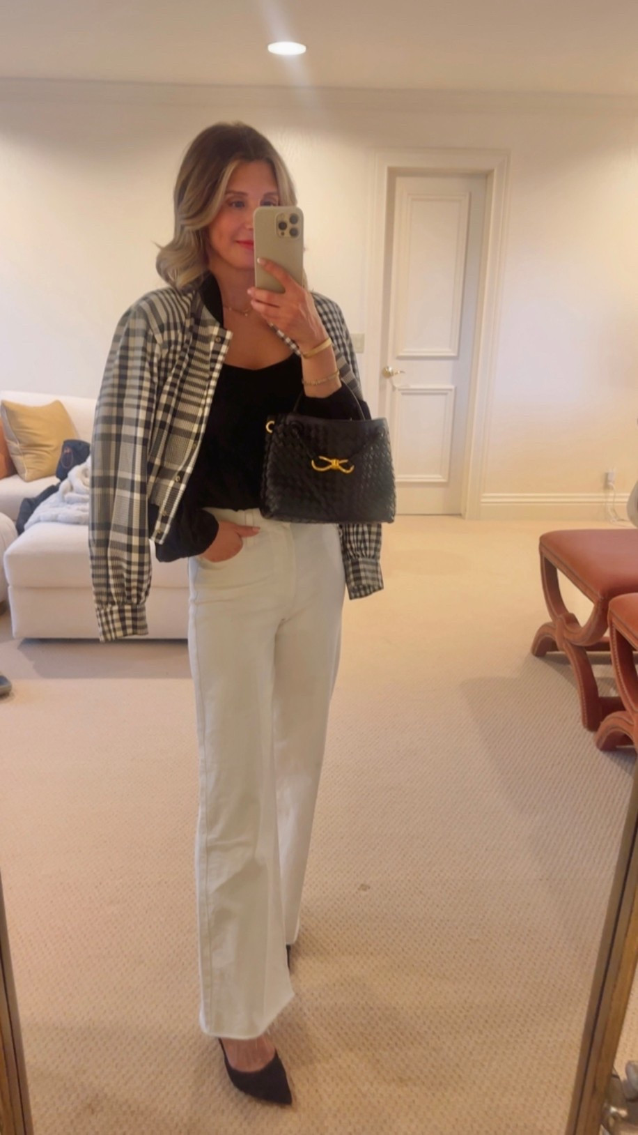 Date night look. Classic black blouse and my favorite Paige jeans in ecru

#LTKPetite #LTKOver40 #LTKgrwm