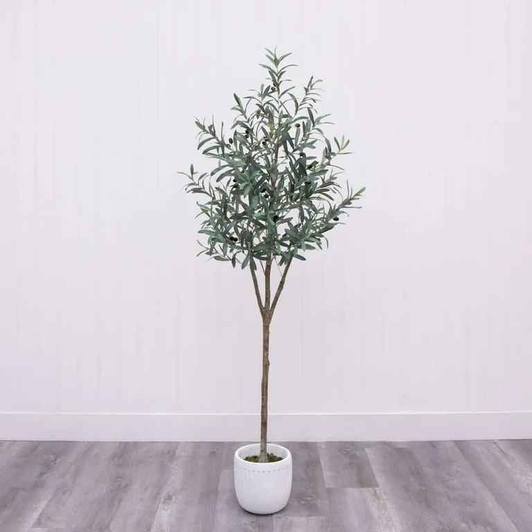 Better Homes & Gardens 6'H Artificial Indoor Olive Tree in Ceramic Plant Container | Walmart (US)