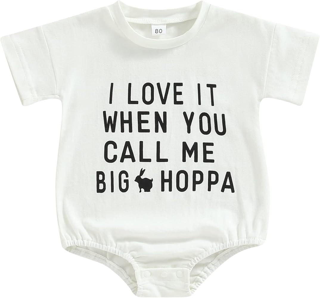 NaranjaBurbuja Baby Boy Girl Easter Outfit Infant Oversized Bunny Sweatshirt Romper Bodysuit Bubble  | Amazon (US)