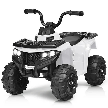 Costway Kids Ride On ATV Quad 4 Wheeler Electric Toy Car 6V Battery Power Led Lights, White | Walmart (US)
