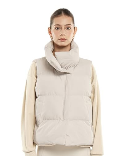 PUFFIT Women's Puffer Vest, Sleeveless Bubble Vests Outerwear with Trendy Hidden Diagonal Zipper, Stand Collar, Side Pockets, Ultra Soft Versatile Padded Puffy Gilet | Amazon (US)