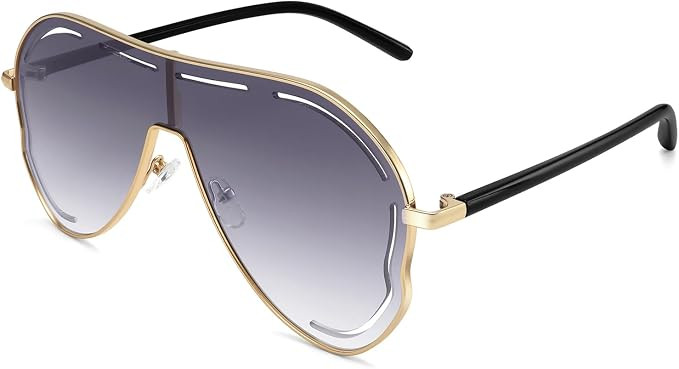 Dollger Women's Oversized Shield Butterfly Sunglasses, Big One Piece Frame Pilot Aviator, Fashion... | Amazon (US)