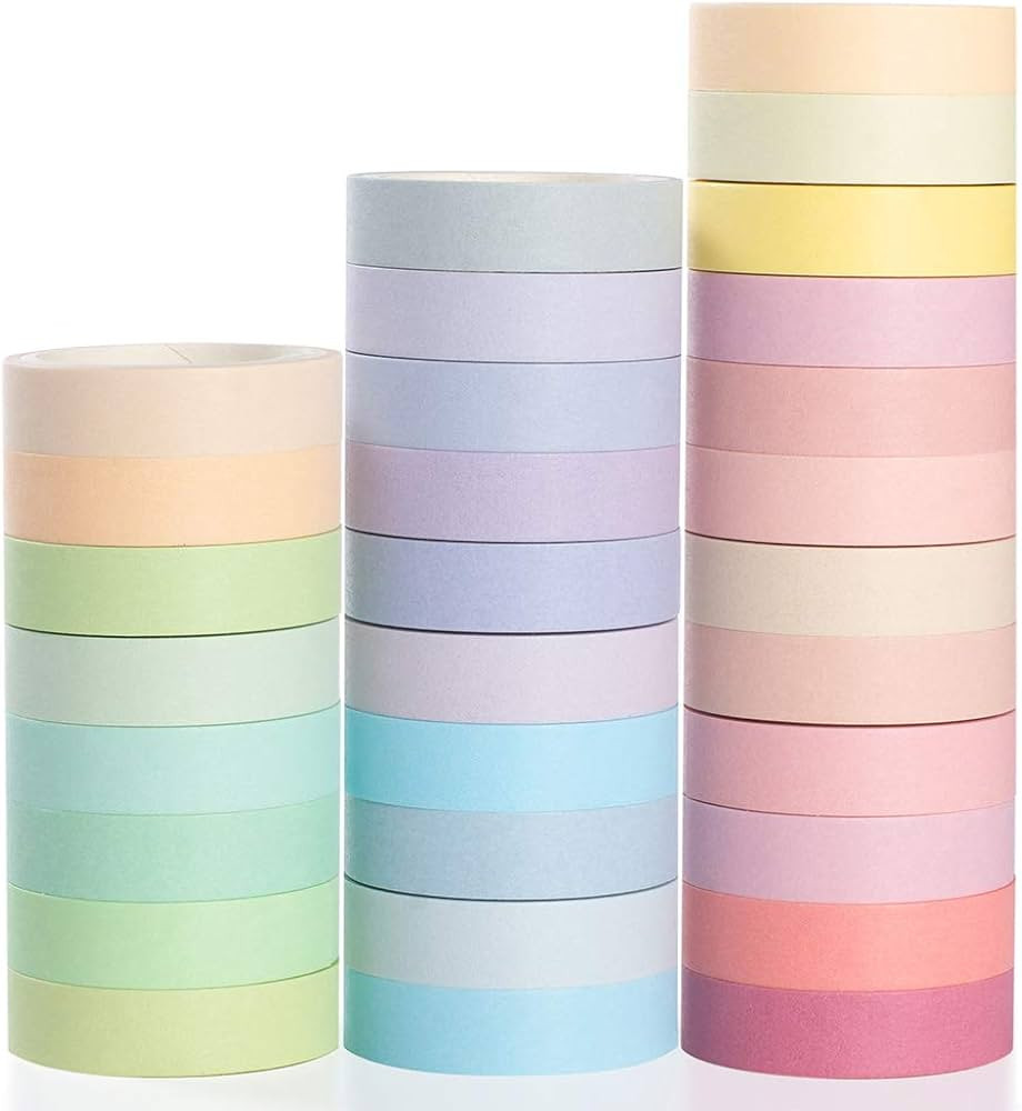 YUBBAEX Natural Color Washi Tape Set 30 Rolls Decorative Tapes for DIY Crafts, Journals, Planners... | Amazon (US)