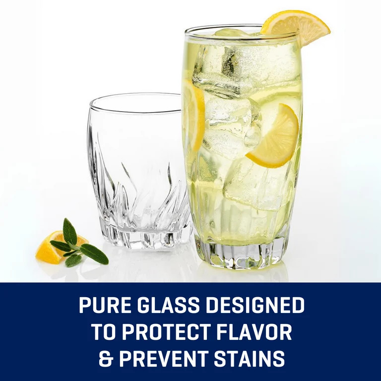 Mainstays 12 Piece Radiant Drinking Glasses Set, 16 oz & 12 oz Clear Glasses | Walmart (US)