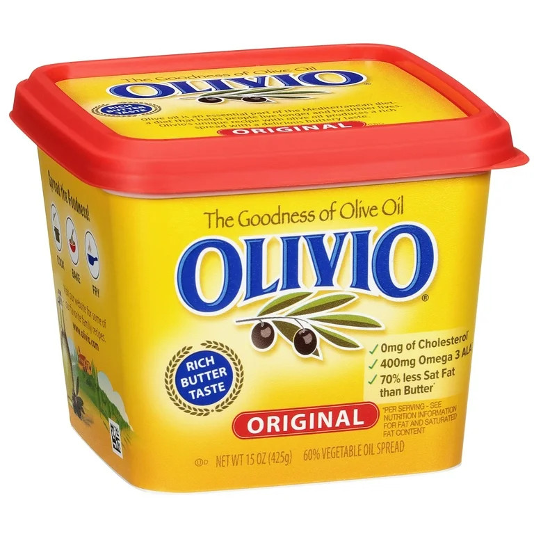 Olivio Original Buttery Spread with Olive Oil Butter, 15 oz, 70% Less Fat, Refrigerated, Plastic ... | Walmart (US)