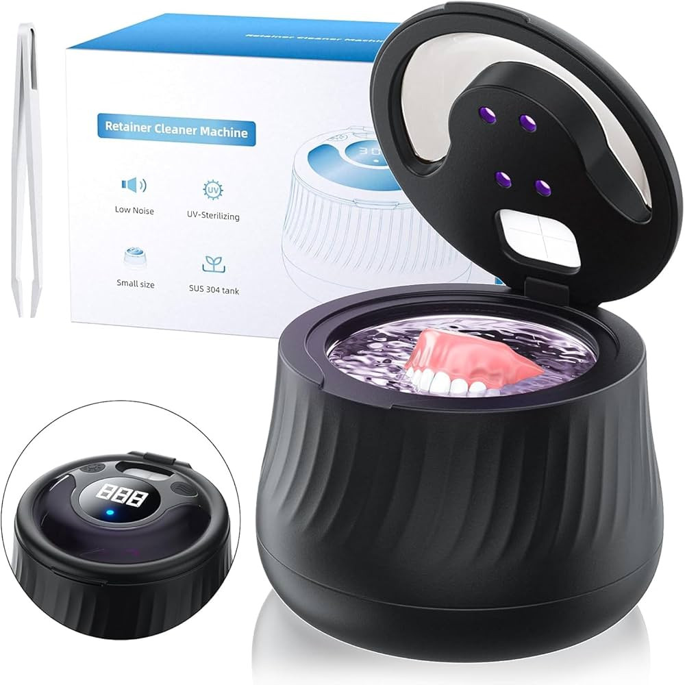 Ultrasonic Retainer Cleaner Machine- 45kHz Denture Cleaner, 200ML Dental Cleaning Pod for Aligner... | Amazon (US)