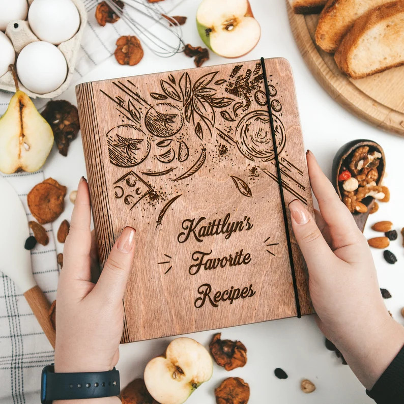 Personalized Cook Book, Unique Mother's Day Gift, Wooden Recipe Book, 5th Anniversary Gift, Write... | Etsy (US)