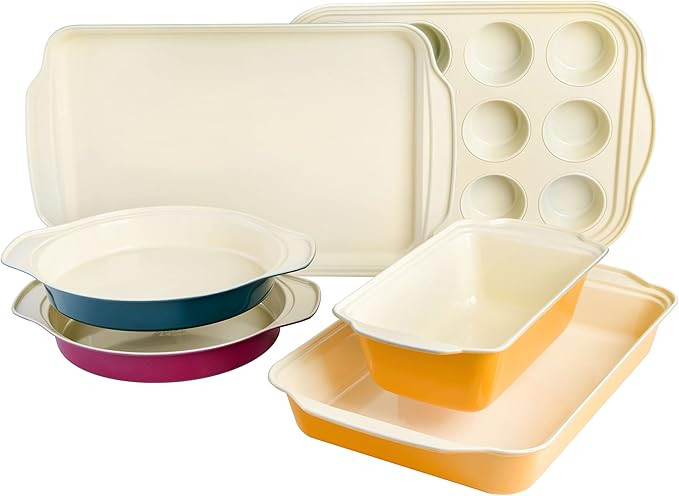 Spice by Tia Mowry Healthy Nonstick Ceramic Savory Saffron 6 Piece Carbon Steel Bakeware Set - As... | Amazon (US)