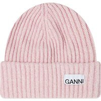 GANNI Women's Logo Structured Rib Beanie in Lilac Sachet | END. Clothing | End Clothing (US & RoW)