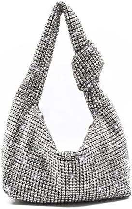Miuco Women Knotted Handbag Sparkly Rhinestone Hobo Dumpling Bag Diamond Glitter Evening Clutch P... | Amazon (US)