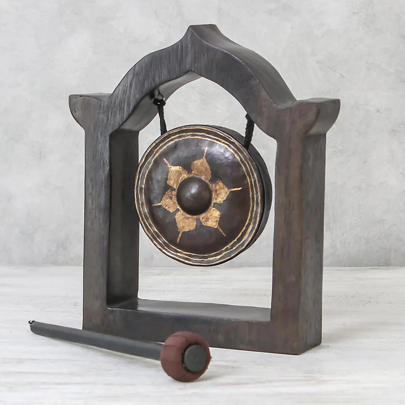 Brass gong, 'Temple Tam-Tam' | NOVICA