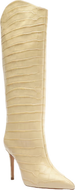 Women's Maryana Crocodile Embossed Wide Leg Knee High Stiletto Leather Boots | Macy's