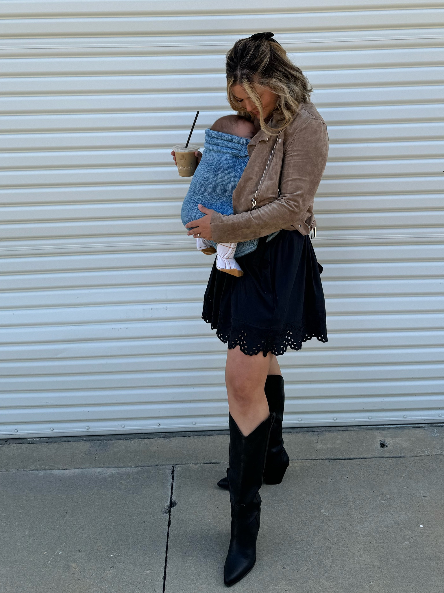 Amazon cowboy boots + cutie free people dress 