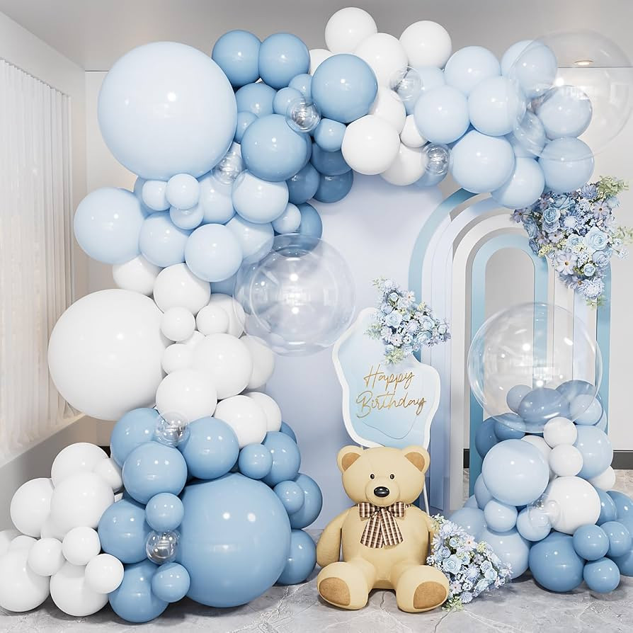 Dusty Blue Balloon Arch Kit, Baby Shower Decorations for Boy | Amazon (US)