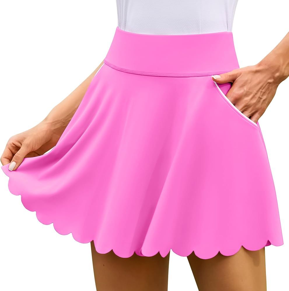 ATTRACO Tennis Skirts for Women with Shorts and Pockets Scalloped Athletic Golf Skorts | Amazon (US)