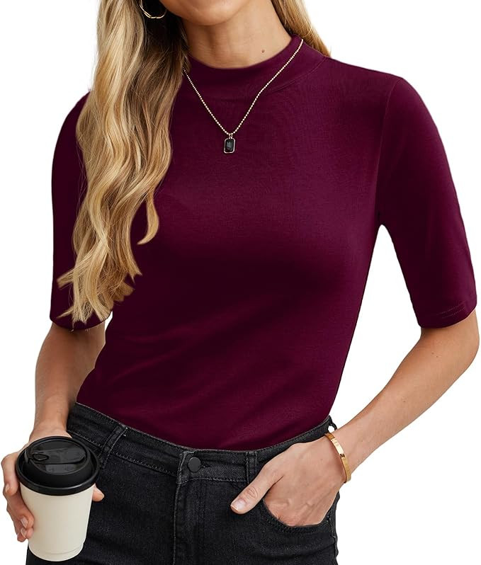 PrinStory Womens Tops Summer Short Sleeve Shirts Business Dressy Casual Pullover Tops for Women 2... | Amazon (US)