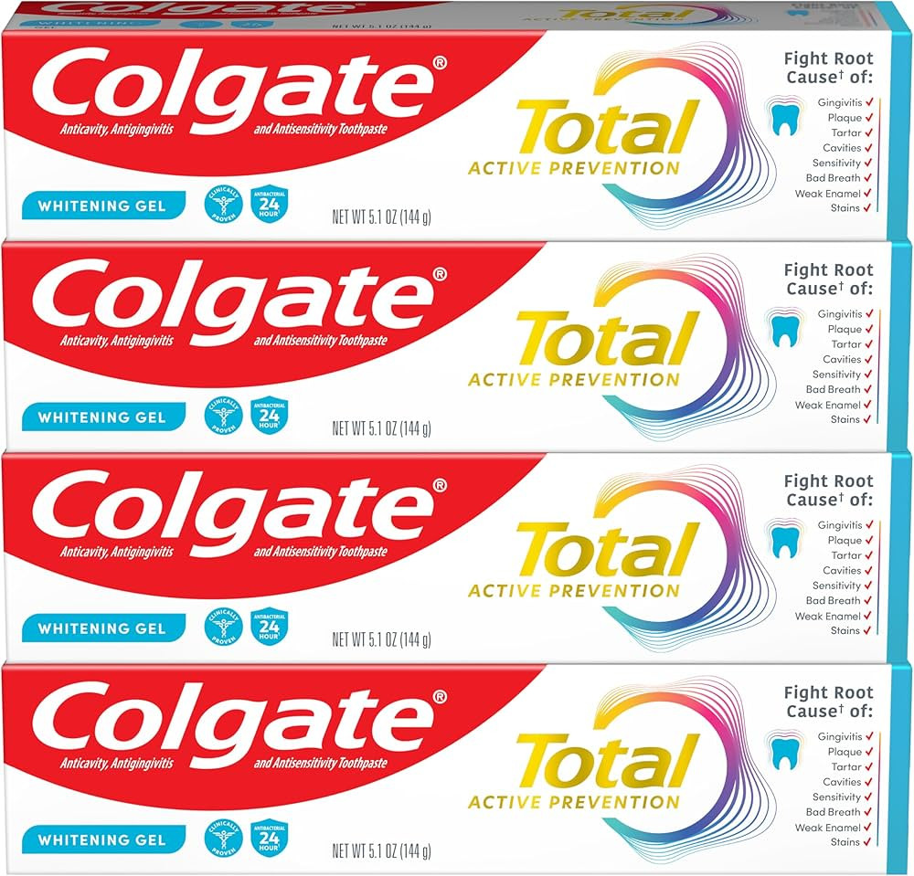 Colgate Total Active Prevention Whitening Gel Toothpaste with Fluoride, Bulk with Clinically Prov... | Amazon (US)