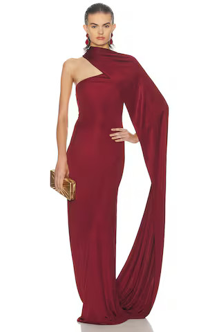 Helsa The Muse Cape Jersey Dress in Oxblood from Revolve.com | Revolve Clothing (Global)