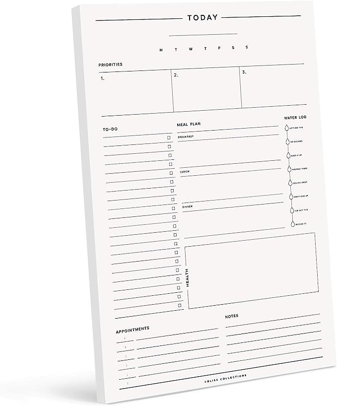 Bliss Collections Minimalist Daily Planner, 50 Undated 8.5 x 11 Tear-Off Sheets, Productivity ... | Amazon (US)