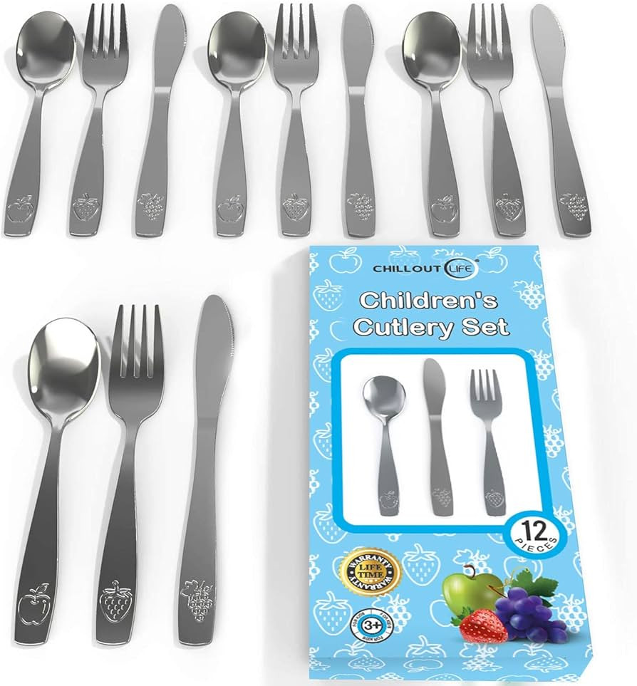 CHILLOUT LIFE 12 Piece Stainless Steel Kids Silverware Set | Child Safe Flatware | Kids Utensil S... | Amazon (CA)