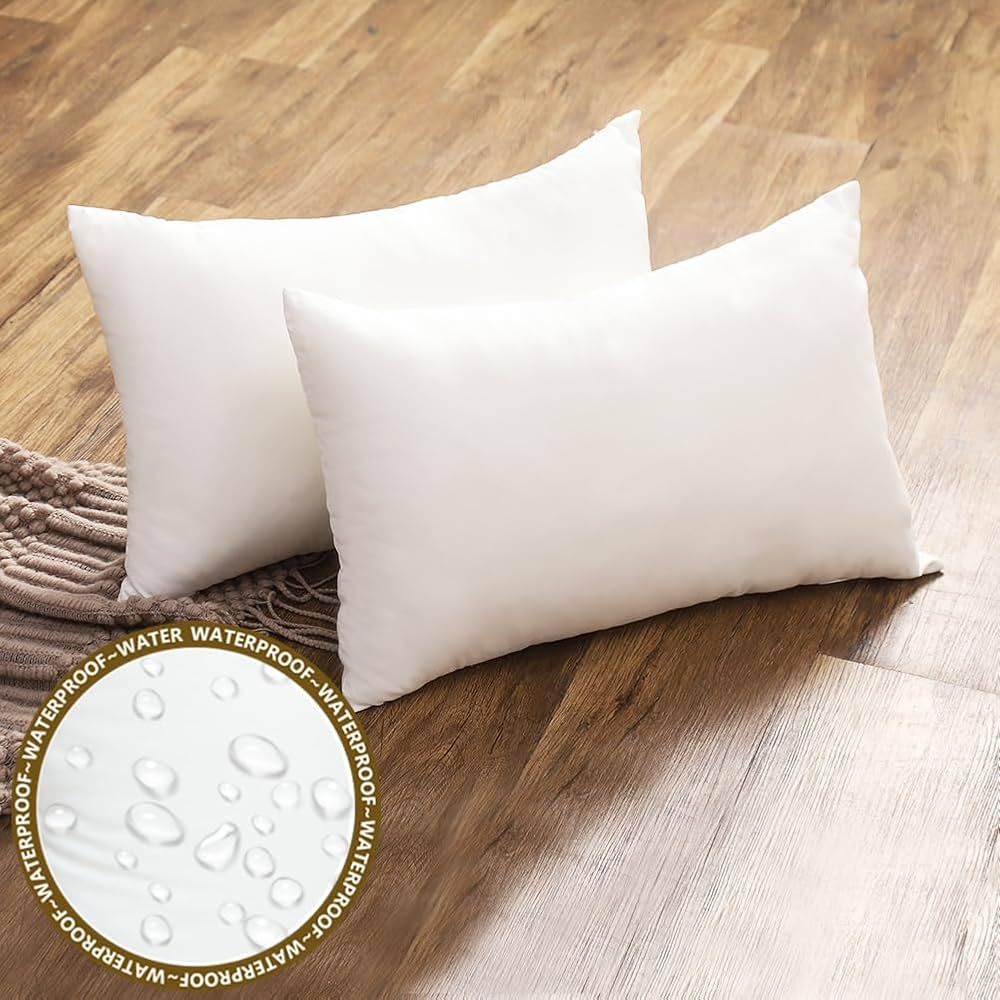 12x20 Outdoor Waterproof Lumbar Pillow Inserts Set of 2 Front and Back Porch Patio Decor White Re... | Amazon (US)