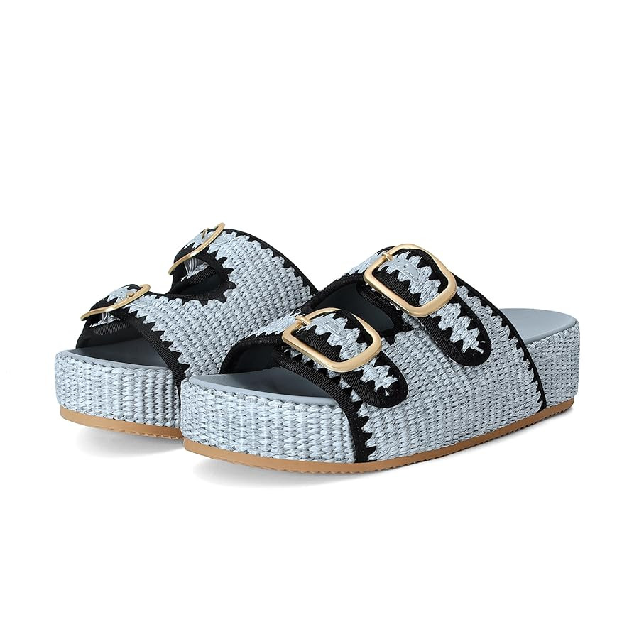 Raffia Sandals for Women Platform Slide Sandals Espadrille Adjustable Double Buckle Summer Comfor... | Amazon (US)