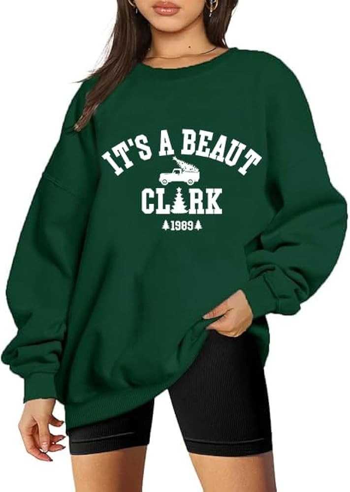 Christmas Sweatshirts for Women Oversized It's a Beaut Clark Sweatshirt Crewneck Long Sleeve Pull... | Amazon (US)