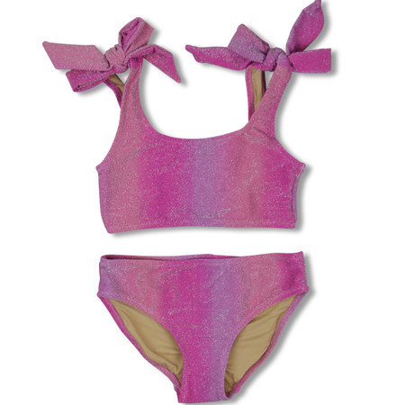 Pink Ombre Shimmer Bunny Tie Girls Bikini 4-14 | Shade Critters