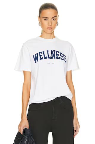 Sporty & Rich Wellness T-Shirt in White & Navy | FWRD | FWRD 