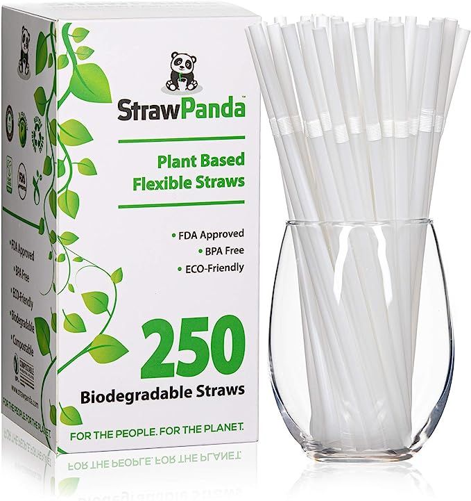Plant Based Drinking Straws by StrawPanda- (250 Pack) an Eco Friendly Alternative to Plastic Stra... | Amazon (US)