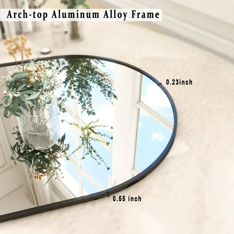 BEAUTYPEAK 64"x21" Full Length Standing Arch-Top Floor Mirror with Safe Corners, Black - Walmart.... | Walmart (US)