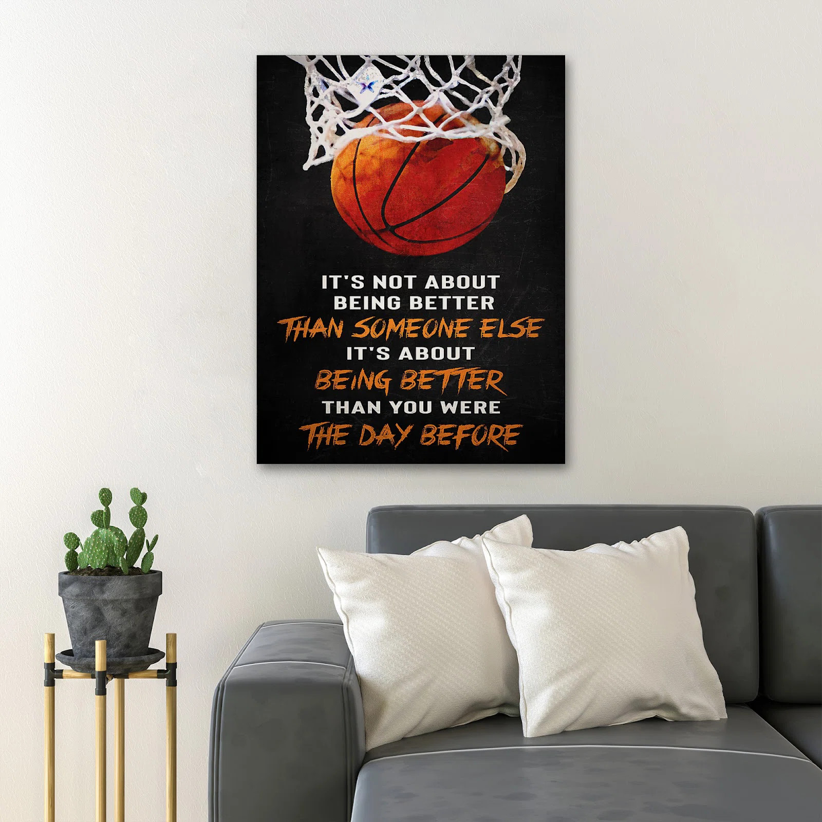 Basketball - It's Not About Beter Than Someone Else Gallery Wrapped Canvas - Sport Illustration D... | Wayfair North America