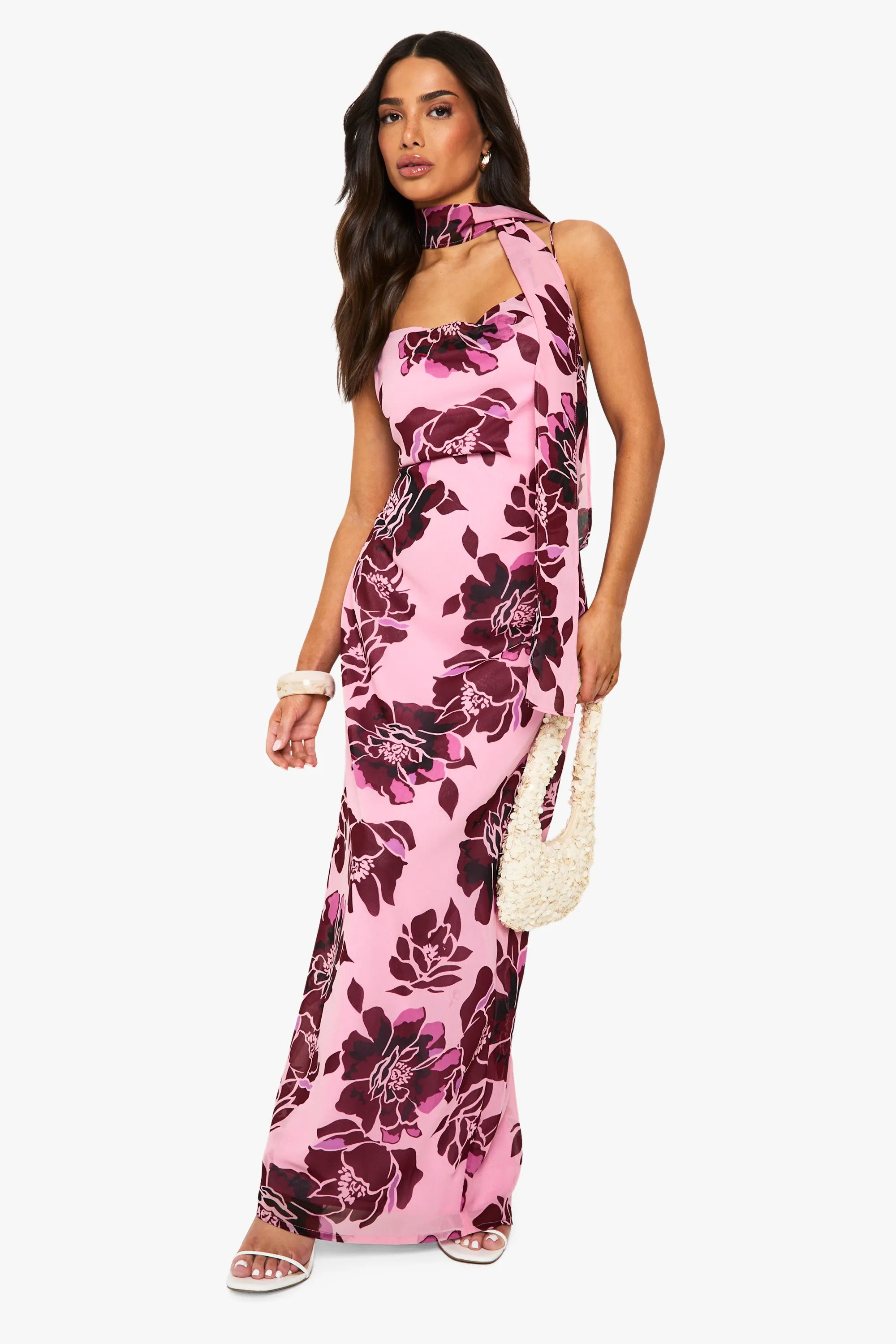 Purple Petite Floral Cowl Neck Maxi Slip Dress | Boohoo | Boohoo.com (UK & IE)