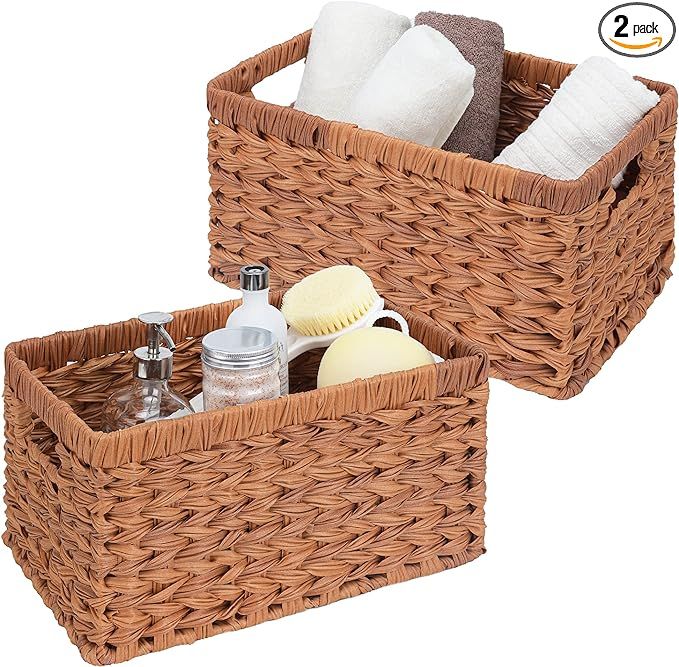 GRANNY SAYS Woven Baskets for Storage, Waterproof Wicker Basket with Handles, Bathroom Baskets fo... | Amazon (US)