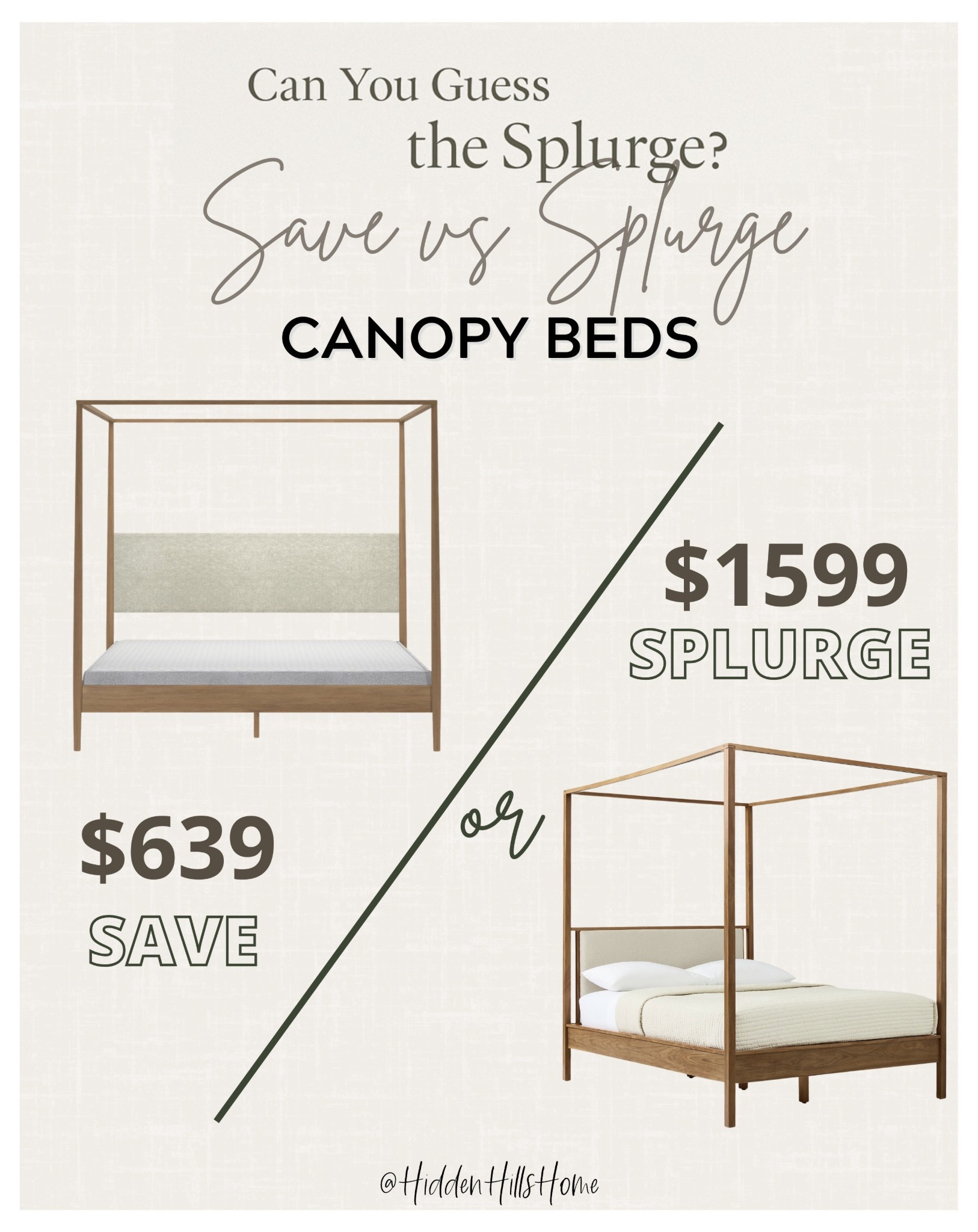 Save or Splurge Canopy Beds, designer bed dupes, timeless canopy beds, wood canopy bed #canopybed

#LTKCyberWeek #LTKSaleAlert #LTKHome